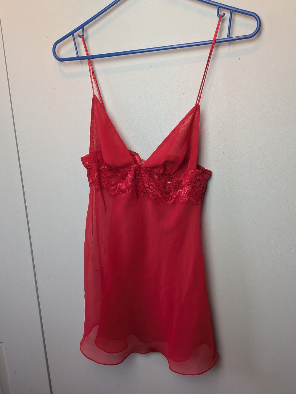 Y2K LA SENZA Babydoll Sleepwear Red Size M Satin Effect Lacework Sexy Feminine